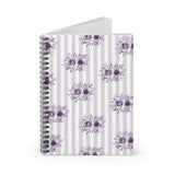 Spiral Notebook-Stormy Purple-Floral Pinstripes-Ruled Lined