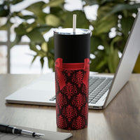 Skinny Tumbler, 20oz-Glam Red Bow-Red Lace-Black