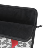 Laptop Sleeve-Glam Red Bow-Grey Leopard-Black