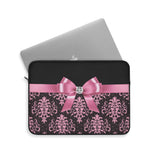 Laptop Sleeve-Glam Pink Bow-Pink Lace-Black