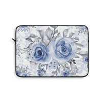 Laptop Sleeve-Stormy Blue-Floral Stencil-White