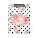 Clipboard-Lush Pink Floral-Black Polka Dots-White