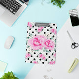 Clipboard-Magenta Pink Floral-Black Polka Dots-White