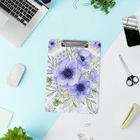 Clipboard-Soft Blue Floral-Blue Stencil-White