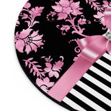 Mouse Pad-Glam Pink Bow-Pink Stencil-Black White Pinstripes