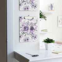 Clipboard-Soft Purple-Floral Stencil-White