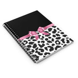 Small Spiral Notebook, 6x8in-Glam Pink Bow-Snow Leopard-Black