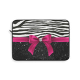 Laptop Sleeve-Glam Passion Pink Bow-Zebra-Black Glitter