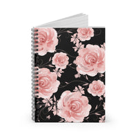 Small Spiral Notebook, 6x8in-Pink Rose-Pink Stencil-Black