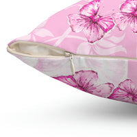 Square Pillow-Pink Butterfly Duo-White