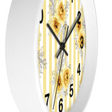 Wall clock-Yellow Floral Pinstripes