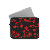 Laptop Sleeve-Red Floral Blossoms-Black