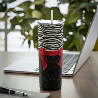 Skinny Tumbler, 20oz-Glam Red Bow-Zebra-Black Glitter