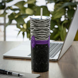 Skinny Tumbler, 20oz-Glam Purple Bow-Zebra-Black Glitter