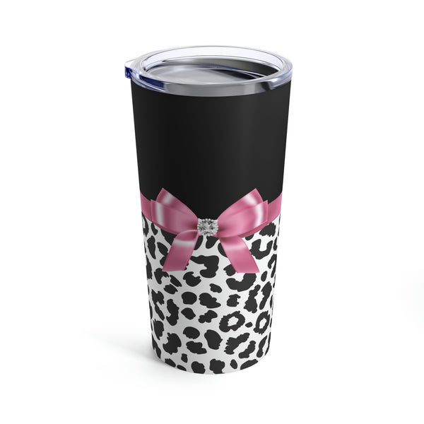 Tumbler 20oz-Glam Pink Bow-Snow Leopard-Black