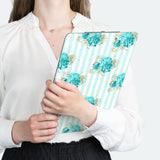 Clipboard-Aqua Blue-Floral Pinstripes