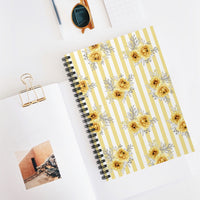 Spiral Notebook-Yellow Floral-Pinstripes-Ruled Lined