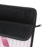 Laptop Sleeve-Glam Pink Bow-Pink White Stencil-Pink White Pinstripes