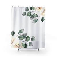 Shower Curtains-White Rose-White