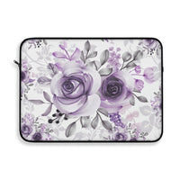 Laptop Sleeve-Soft Purple-Floral Stencil-White