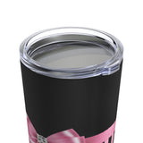 Tumbler 20oz-Glam Pink Bow-Black Pink Pinstripes-Black