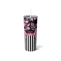 Skinny Tumbler, 20oz-Glam Pink Bow-Pink Black Stencil-Black White Pinstripes