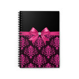 Small Spiral Notebook, 6x8in-Glam Passion Pink Bow-Passion Pink Lace-Black