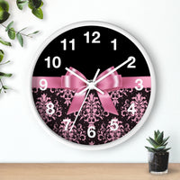 Wall Clock-Glam Pink Bow-Pink Lace-Black