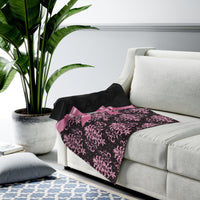 Velveteen Plush Blanket-Pink Bow-Pink Lace-Black