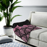 Velveteen Plush Blanket-Pink Bow-Pink Lace-Black