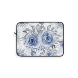 Laptop Sleeve-Stormy Blue-Floral Stencil-White