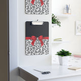 Clipboard-Glam Red Bow-Grey Leopard-Black