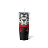 Skinny Tumbler, 20oz-Glam Red Bow-Zebra-Black Glitter