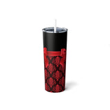 Skinny Tumbler, 20oz-Glam Red Bow-Red Lace-Black