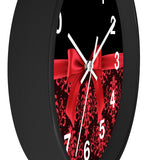 Wall Clock-Glam Red Bow-Red Lace-Black