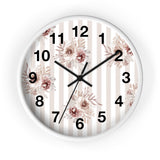 Wall clock-Neutral Browns-Floral Pinstripes