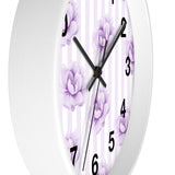 Wall clock-Purple Lilac-Floral Pinstripes