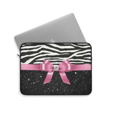 Laptop Sleeve-Glam Pink Bow-Zebra-Black Glitter