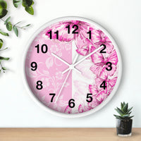 Wall Clock-Pink Butterfly Duo-White