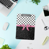 Clipboard-Glam Pink Bow-Black Polka Dots-Black Glitter