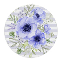 Mouse Pad-Soft Blue Floral-Soft Blue Horizontal Stripes-White