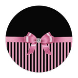 Mouse Pad-Glam Pink Bow-Pink Black Pinstripes-Black