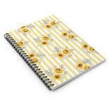 Spiral Notebook-Yellow Floral-Pinstripes-Ruled Lined