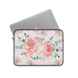 Laptop Sleeve-Lush Pink Floral-White Polka Dots-Pink