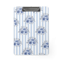 Clipboard-Soft Blue-Floral Pinstripes