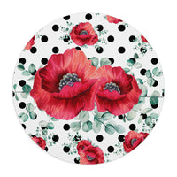 Mouse Pad-Rouge Red Floral-Black Polka Dots-White