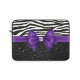 Laptop Sleeve-Glam Purple Bow-Zebra-Black Glitter