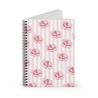 Spiral Notebook-Pink Floral-Pinstripes-Ruled Lined