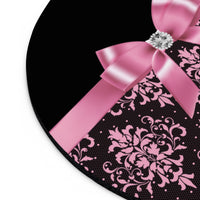 Mouse Pad-Glam Pink Bow-Pink Lace-Black