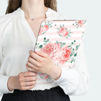 Clipboard-Lush Pink Floral-Pink Horizontal Stripes-White